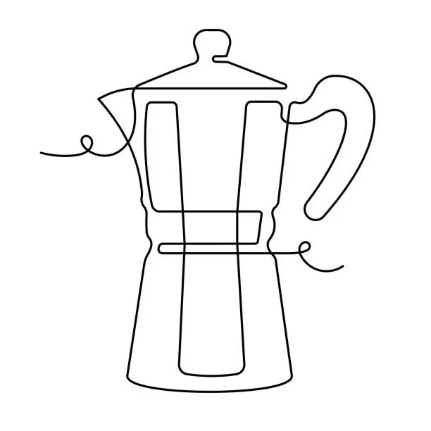 Vector illustration of Moka Pot Continuous Line Icon