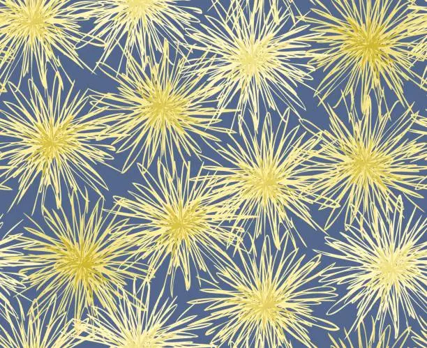 Vector illustration of Seamless background of yellow and blue Diwali sparklers