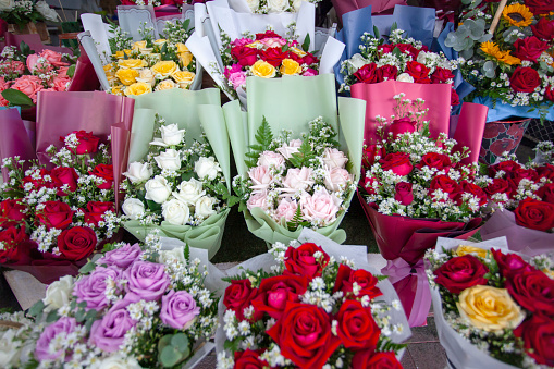 Valentine's Rose Flowers at garden market