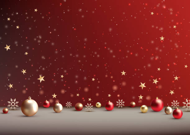 istock Christmas Festive Luxury Background, 3D Realistic Gold, Red Balls 1804001629