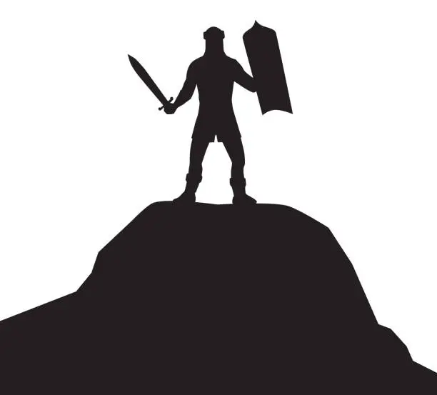 Vector illustration of Medieval Warrior in Silhouette