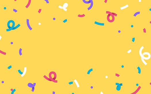 Celebration and confetti party abstract background with space for copy.