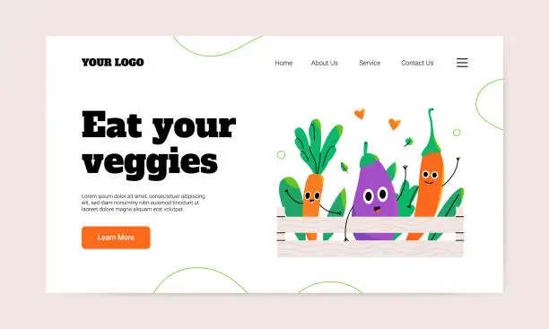 Vector illustration of Healthy food landing page template