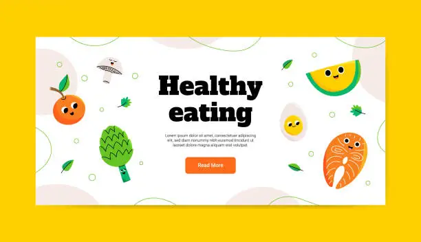 Vector illustration of Healthy food banner template