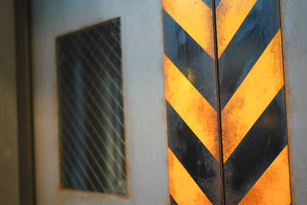 istock Yellow-Black striped caution sign. 1804089666