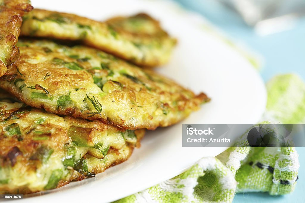 Green pancakes with zucchini and herbs Zucchini Stock Photo