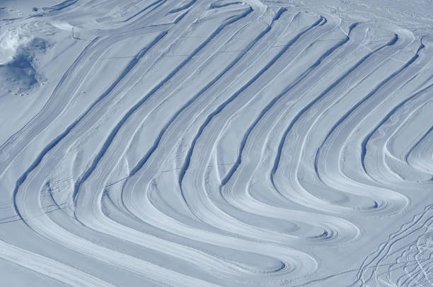 Ski running, cross country ski piste background in the Alps