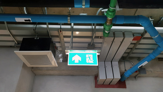 Sign Conduits Close Up Bear Ceiling With Electrical Cables Busduct Conduits Air Duct ...