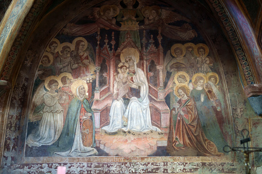 San Gemini, Italy - July 5, 2023: Painting in the Santa Maria de Incertis at San Gemini, Umbria, Italy