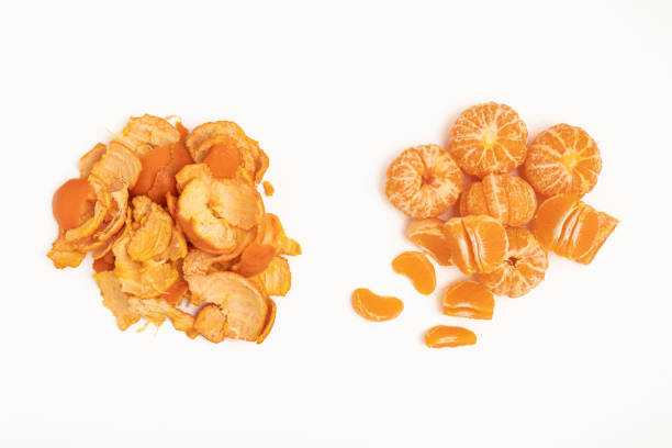 istock Peeled tangerines on a white background 1804132235