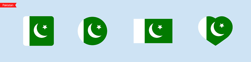 istock National flag of Pakistan icons. Pakistan flag in the shape of a square, circle, heart. Website language choice symbols. Vector UI flag design 1804132282