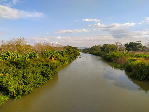 Natural view of the Bengawan Solo river, which is the longest river on the island of Java,Indonesia.
