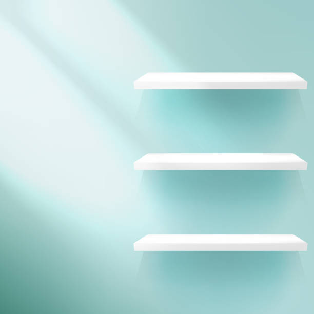 istock Detailed illustration of shelves on blue. 180413778