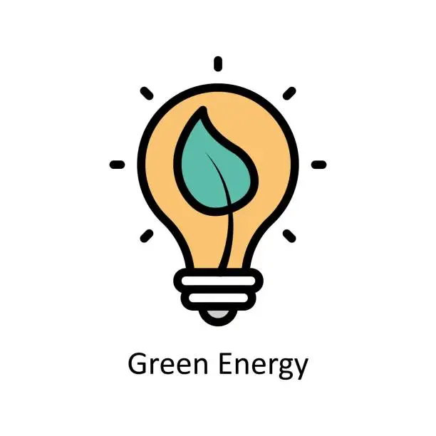 Vector illustration of Green Energy vector filled outline Icon Design illustration. Business And Management Symbol on White background EPS 10 File