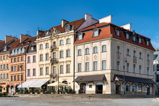 Oslo, Norway, July 7, 2023 - The Theatercafeen at Hotel Continental is a famous cafe located very near National Theater in Oslo, Norway.