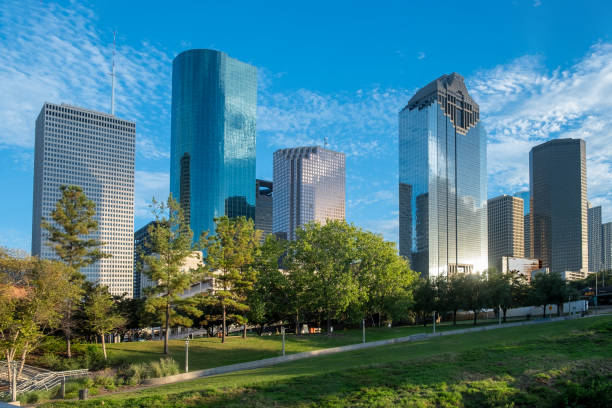 istock skyline of Housdon under blue sky. 1804158804
