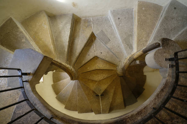 Double spiral staircase stock photo