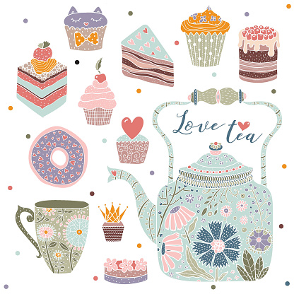 Tea party. Vector illustration.