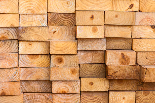 istock Stacked pine wood planks. 1804179905
