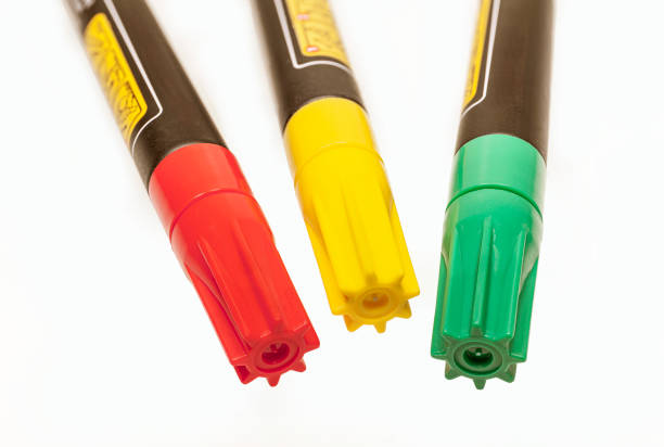 istock Red, yellow and green permanent marker. 1804181468