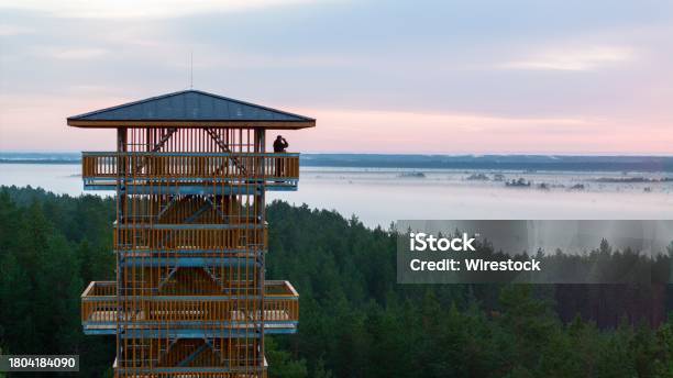 Sunrise On The Watchtower In Rannamesta Luitemaa Stock Photo - Download Image Now - Estonia, Hiking, Adult