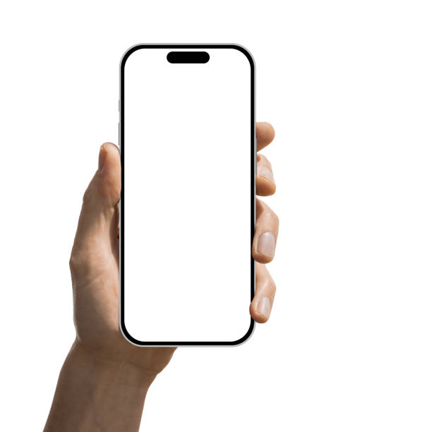 istock a phone  in a hand on the white backgrounds 1804194873