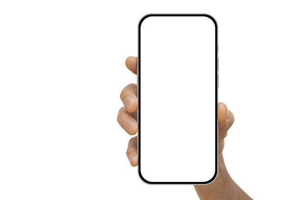 istock a phone  in a hand on the white backgrounds 1804194893