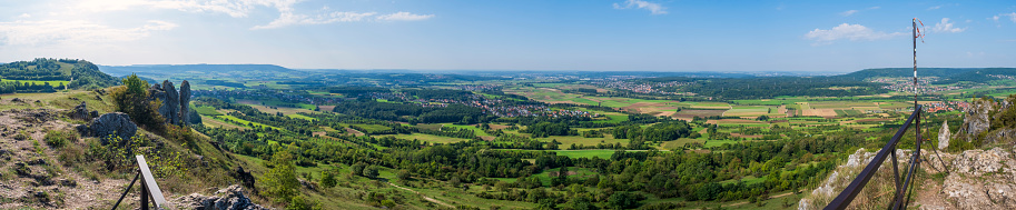 Panorama of Franconian Switzerland near Kirchehrenbach as seen from the summit of Ehrenbürg, also called Walberla