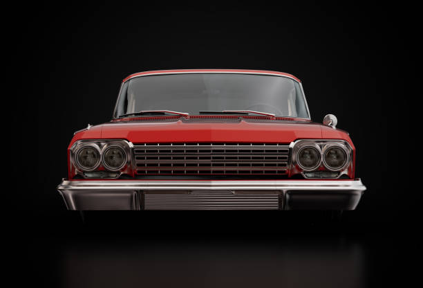istock Vintage Hot Rod 3D Illustration over Black Background 1804205619