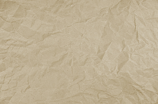 The composition offers an extreme close-up of this crumpled paper's topography, inviting the viewer to imagine running their fingers over its varied plain. The light beige paper tone is muted but rich, with warm hues.