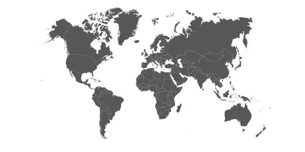 Vector illustration of Illustration of a Colored map of world