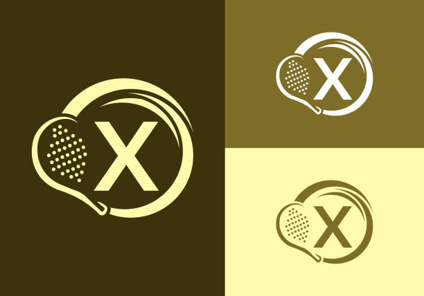 illustrations, cliparts, dessins animés et icônes de lettre x avec modèle vectoriel de conception de logo de raquette de padel. symbole du club de tennis de table de plage. l’entreprise et l’identité de l’entreprise - tennis serving silhouette racket