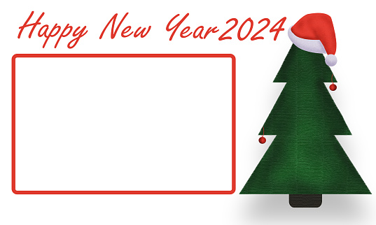 Happy New Year 2024. Template for holiday greeting card, isolated.