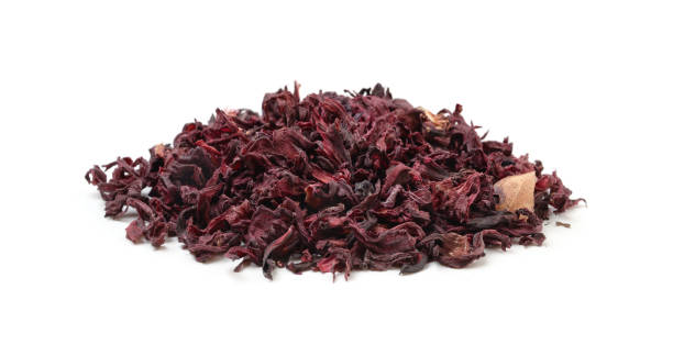 istock Heap of dried hibiscus tea isolated on white. 1804236978