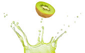 Kiwi fruit juice splashing