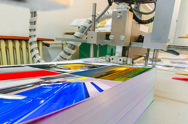 istock Printing plant folding macine detail 180425832