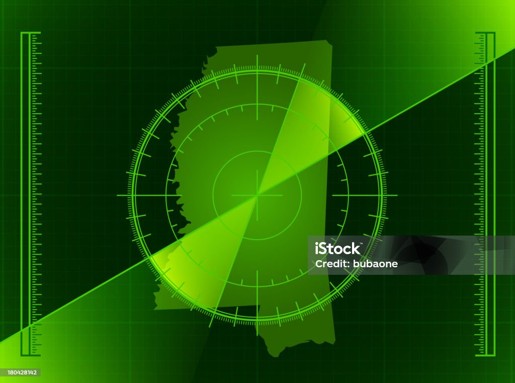 Radar tela verde e Mississippi State mapa - Vetor de Atividade royalty-free