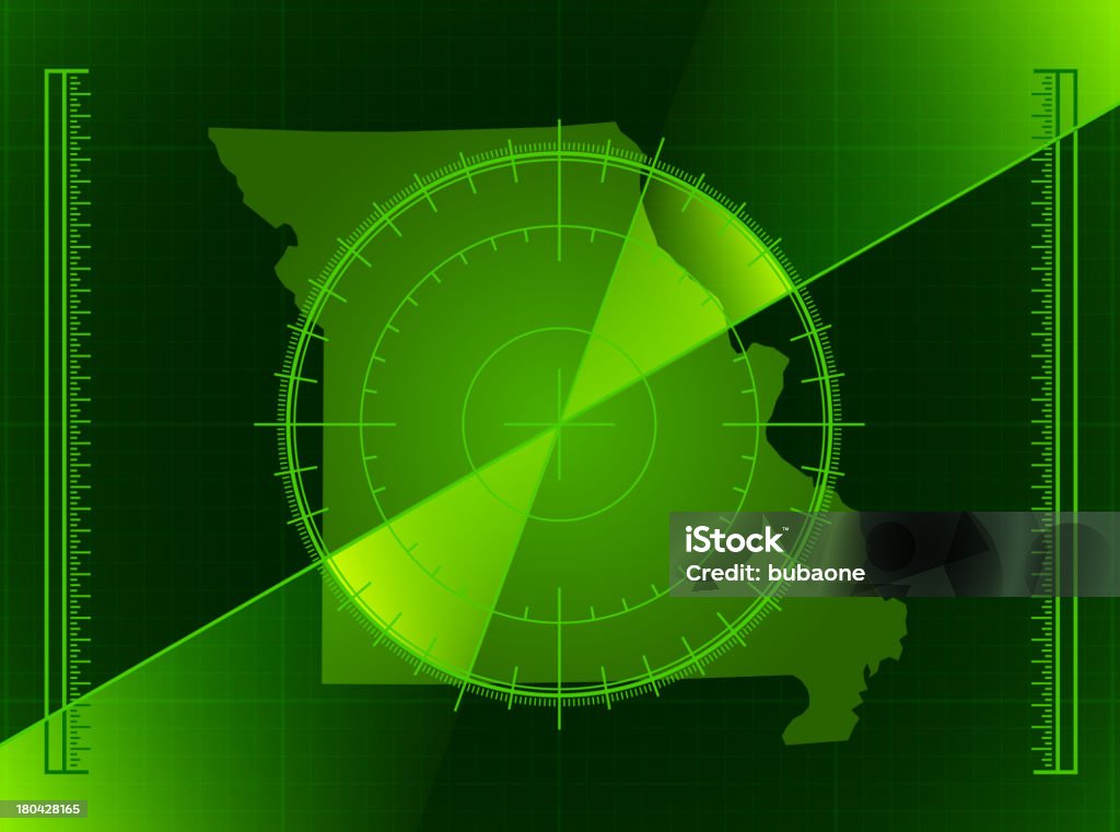 Grüne Radarschirm Bildschirm und Missouri State Karte - Lizenzfrei Aktivitäten und Sport Vektorgrafik