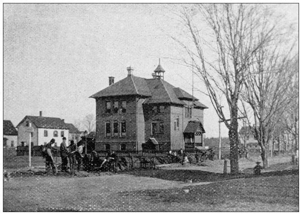 istock Antique image of Hampden County, Massachusetts: School Building, Brightwood 1804285876
