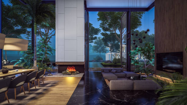 istock 3d rendering of expensive cozy interior with green walls in night 1804286392