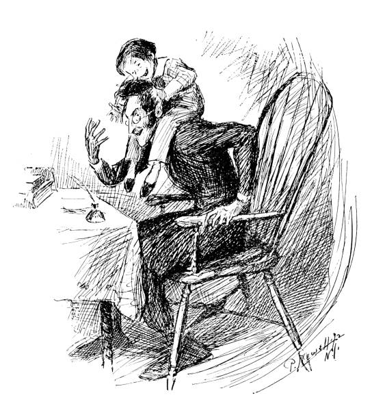 Antique image of Hampden County, Massachusetts: Dad playing with son