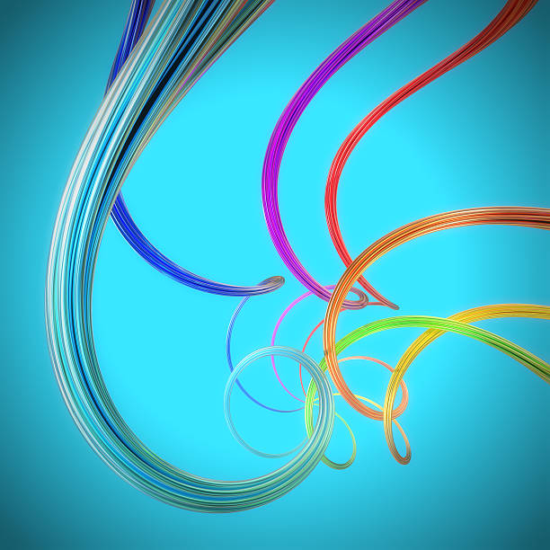 istock Abstract background with colorful wavy twisted ribbons. 180430338