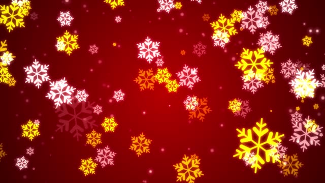 Snowflakes falling on red background.