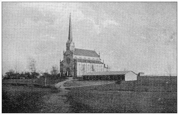 ilustrações, clipart, desenhos animados e ícones de imagem antiga do condado de hampden, massachusetts: igreja católica francesa, chicopee - chicopee