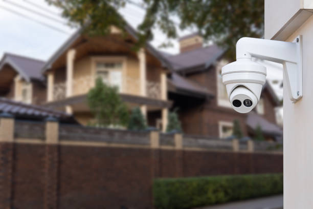 istock Security camera and private house on the background. 1804341228