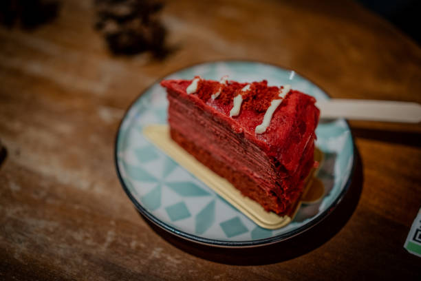 Homemade strawberry cake, one slice