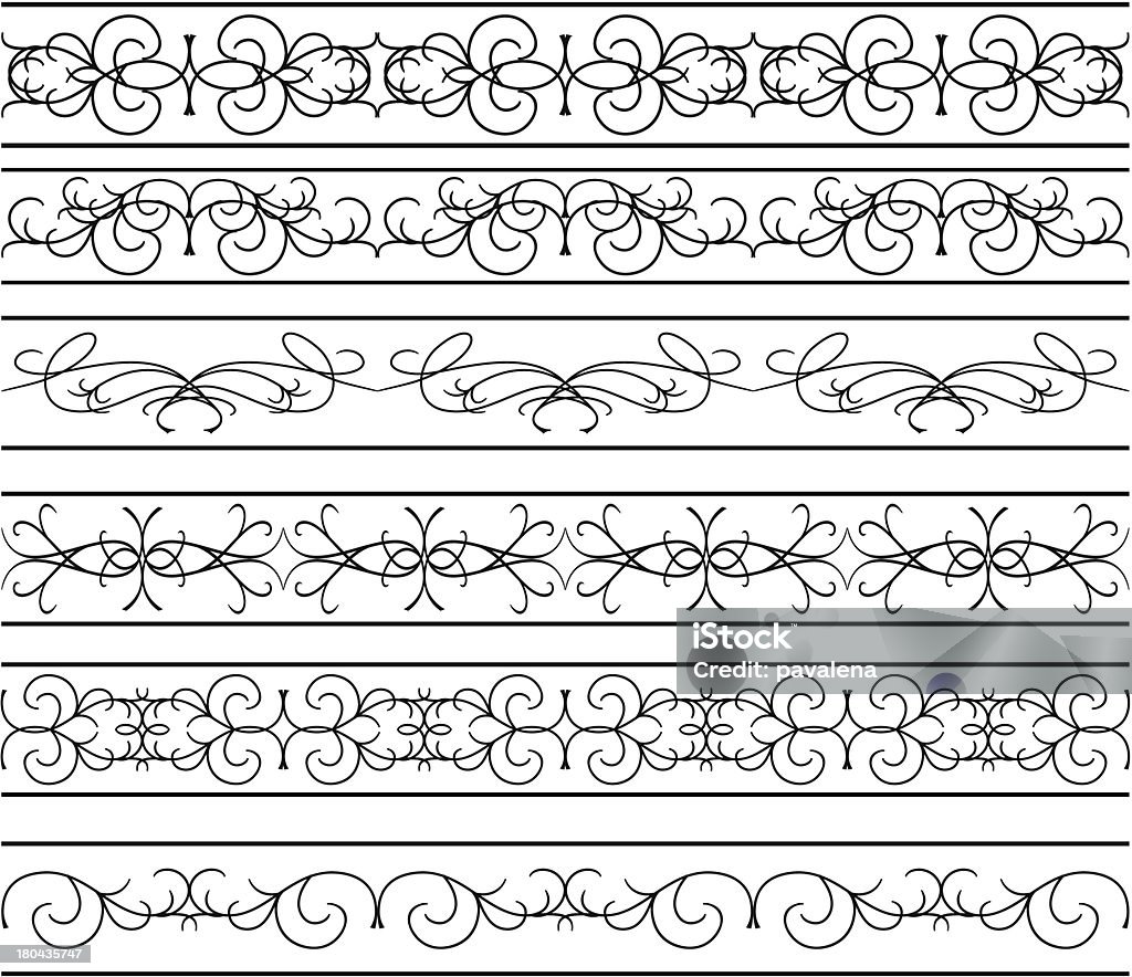 vector-conjunto de elementos de design Ondulado preto - Royalty-free Arabesco arte vetorial