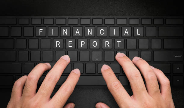 istock Financial Report. Hand typing on desktop office computer keyboard. auditor typing Accounting reports, balance sheets, income, Tax, and expenses on a computer keyboard for a successful business. 1804373664