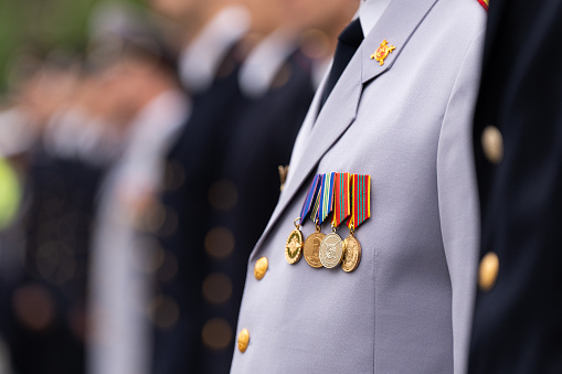 Cadets of Military Police of Rio de Janeiro. Flag of Rio de Janeiro State.