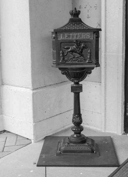 istock Vertical view of black letter box with stand 1804389171